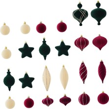 Tahan 24 Noel Süsleri Ğı Süslemeleri Ilı Toplar Bordo Yeşil (Yurt Dışından)