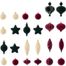 Tahan 24 Noel Süsleri Ğı Süslemeleri Ilı Toplar Bordo Yeşil (Yurt Dışından)