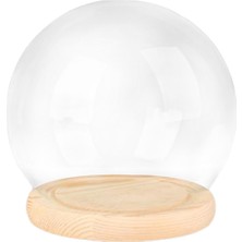 Tahan Tabanlı Şeffaf Cam Cloche Dome Dollhouse Dekorasyon Cloche cm Ahşap Taban (Yurt Dışından)