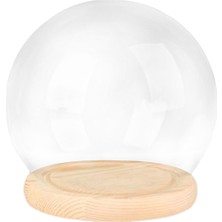 Tahan Tabanlı Şeffaf Cam Cloche Dome Dollhouse Dekorasyon Cloche cm Ahşap Taban (Yurt Dışından)