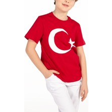 Çocuklar Için Unisex Ay Yıldızlı (Türk Bayraklı) Tişört 23 Nisan Için