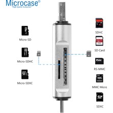 Microcase 3in1 Type C USB Kart Okuyucu Micro Sd Kart Çevirici Dönüştürücü Adaptör - AL5090