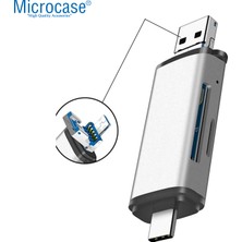 Microcase 3in1 Type C USB Kart Okuyucu Micro Sd Kart Çevirici Dönüştürücü Adaptör - AL5090
