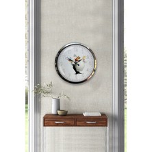 TeknoTrust 40 cm Krom Metal Mutfak Duvar Saati Bej Geometrik Modern Tasarım