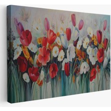 Kır Çiçekleri Yağlıboya Görünüm Dekoratif Kanvas Duvar TABLOSU-3581