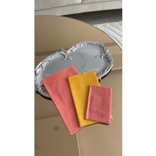Puantiye Desen Tekrar Kullanılabilen Doğal Balmumu (Balmumlu) Gıda Saklama Kumaş Bez 3’lü (Erzak Saklama Kabı)
