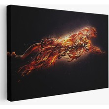 Altın Renkli Koşan Çita Kanvas Tablo, Hayvan Duvar Sanatı, Büyük Kanvas TABLO-5380