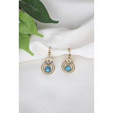 Osmanlı Tuğralı Firuze Taşlı Çelik Küpe