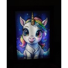 Unicorn,led Işıklı Dekoratif Çerçeve.