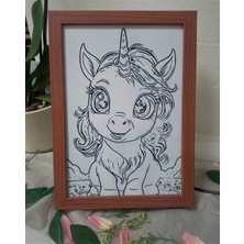 Unicorn,led Işıklı Dekoratif Çerçeve.