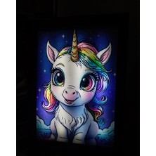 Unicorn,led Işıklı Dekoratif Çerçeve.