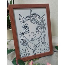 Unicorn,led Işıklı Dekoratif Çerçeve.