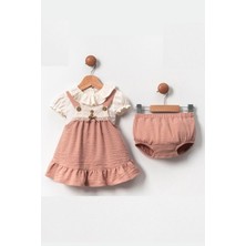 Cantoy Kız Bebek Dantel ve Düğme Detaylı Külotlu Takım