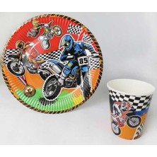 Motocross Tabak Bardak Set 8 Kişilik