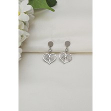 Tek Taşlı Kalp Model Çelik Küpe