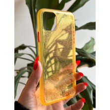 Qans Bilişim iPhone 11 Pro Max Simli Sarı Silikon Kılıf