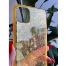 Qans Bilişim iPhone 11 Pro Max Simli Sarı Silikon Kılıf