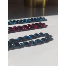 Sancaktar Tesbihçilik Hareli Sıkma Kehribar Tesbih, 8 x 10 mm, Beyzi Kesim, Örgü Saçak Püskül