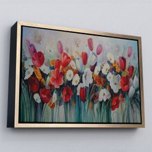 Marsilyan Çerçeveli Kır Çiçekleri Yağlıboya Görünüm Dekoratif Kanvas Duvar TABLOSU-3581