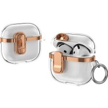 MobaxAksesuar Apple Airpods 4. Nesil ile uyumlu Kılıf Darbeye Çizilmeye Dayanıklı LED Görünür Şeffaf Kilit Kapak