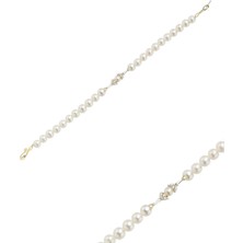 Birinci1926 14 Ayar Altın 7 mm Yaprak Modeli Doğal İnci Bileklik