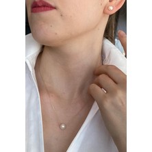 Birinci1926 14 Ayar Altın Kadın Tekli Doğal İnci Küpe Kolye İkili Set