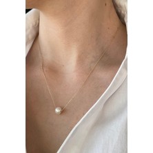 Birinci1926 14 Ayar Altın Kadın Tekli Doğal İnci Küpe Kolye İkili Set