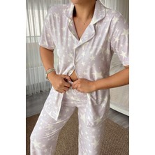 Lila Yıldız Desenli Pijama Takımı