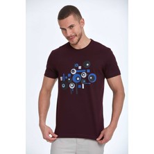 Nadan Baskılı Erkek Tişört Bordo