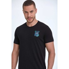 Voltaj Elly Baskılı Erkek Tişört Siyah