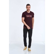 Voltaj Hudson Nakışlı Erkek Tişört Bordo