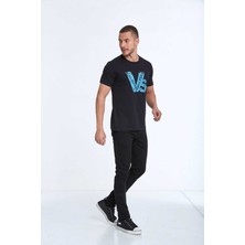 Voltaj Gusta Baskılı Erkek Tişört Lacivert