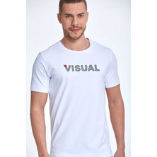 Voltaj Rosa Baskılı Erkek Tişört Beyaz