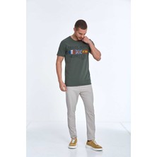 Voltaj Lotus Baskılı Erkek Tişört Haki