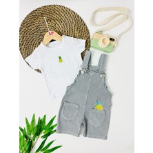 Alp Bebe Berlin Ananas Detaylı Torba Cepli Örme Kot Salopet Takım - Gri