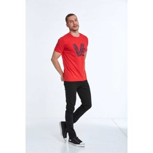 Voltaj Gusta Baskılı Erkek Tişört Kırmızı