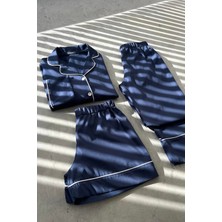 Lacivert Biyeli Pijama Seti