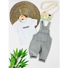 Alp Bebe Mecklenburg  Feodıds  Torba Cepli Örme Kot Salopet Takım - Gri