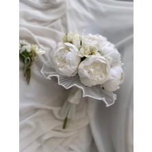 Şakayık Gelin Buketi El Buketi Gelin Çiçeği Damat Yaka Çiçeği Nikah Çiçeği
