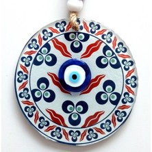 Ranic Üç Damla Desenli Nazar Boncuklu Füzyon Cam Duvar Süsü