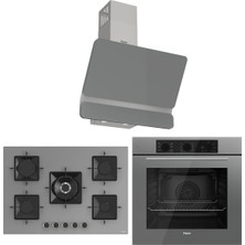 Ss Serisi Gri 5 Gözlü Ankastre Set ( QBL62CPR-SS038-D082 )