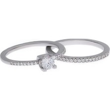 Celikchi Kadın Tektaş Model İkili Gümüş Yüzük