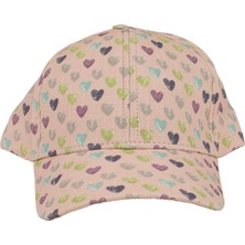 Bebegen Kız Çocuk Somon Renkli Kalpli Desenli Şapka 4-8 Yaş