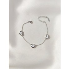 Evorya Kadın Paslanmaz Çelik Sıralı Kalpli Bileklik