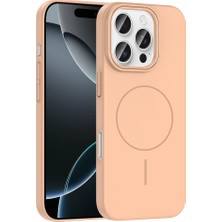 Zore Apple iPhone 16 Pro Max Kılıf Magsafe Şarj Özellikli Zore Ruby Silikon Kapak - Desert Titanyum