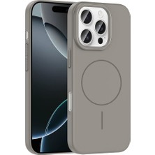 Zore Apple iPhone 16 Pro Max Kılıf Magsafe Şarj Özellikli Zore Ruby Silikon Kapak - Desert Titanyum