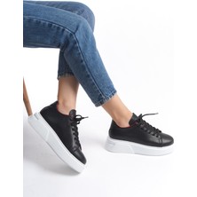 Dante Model  Deri Kadın Bağcıklı Kalın Taban Sneaker Spor Ayakkabı
