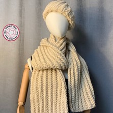 Uretti - Emine 9106 El Örgüsü Bere ve Kaşkol Takımı - Bej