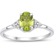Peridot Oval Tektaş Pırlanta Yüzük