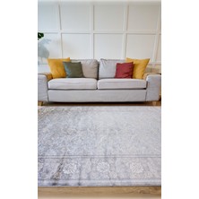 Apex Halı Vendom Palace 5441 Gri Krem Yumuşak Dokulu Viskon ve Bambu 120 Tarak Ipek Halı